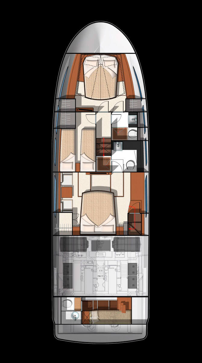 Схема яхты Prestige 500