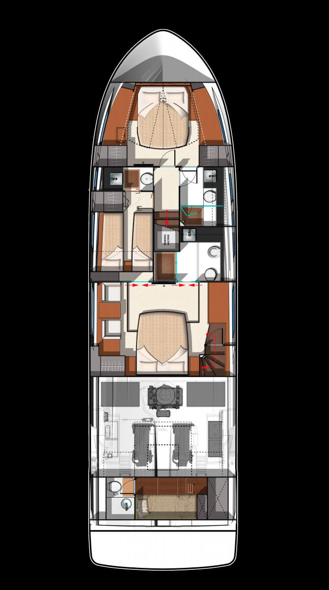 Схема яхты Prestige 550 S