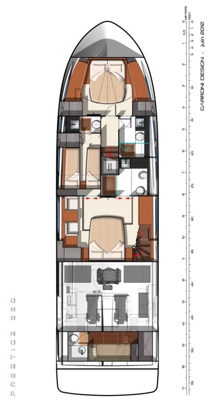 Схема яхты Prestige 550