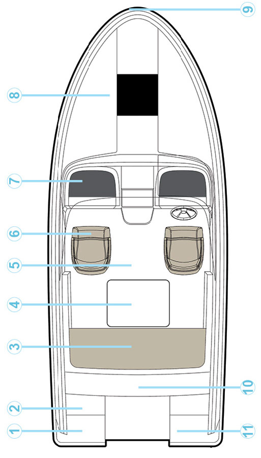 Схема катера Quicksilver Activ 595 Cabin