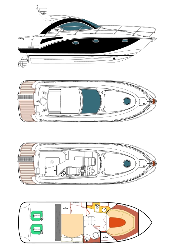 Схема яхты Pearlsea 31 Hard top