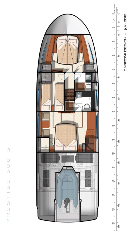 Схема яхты Prestige 500S