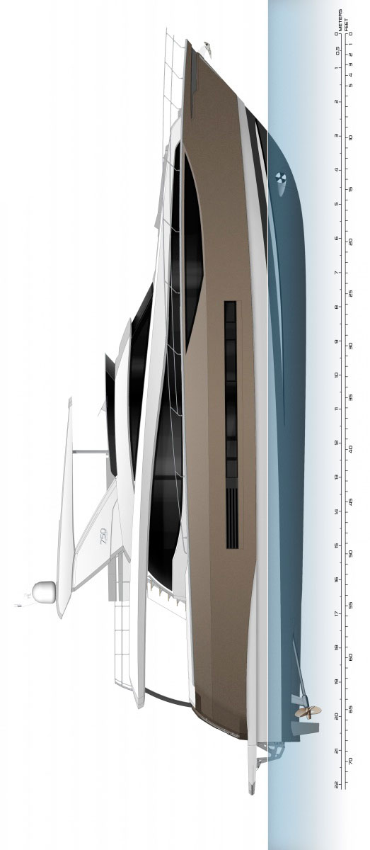 Схема яхты Prestige 750